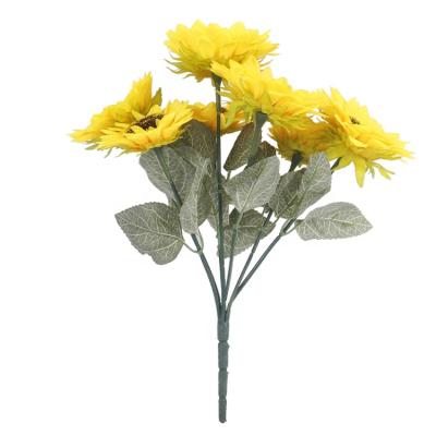 China Home/office/party/wedding artificial decoration chinese manufacturers sunflower flowers spray7 head sunflower bouquet for balcony decor for sale