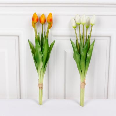 China Indor Decoration Artificial Tulips Touch Fake Real Flowers Artificial Tulip Flower Arrangement Bouquet For Home Room Office Wedding Party for sale