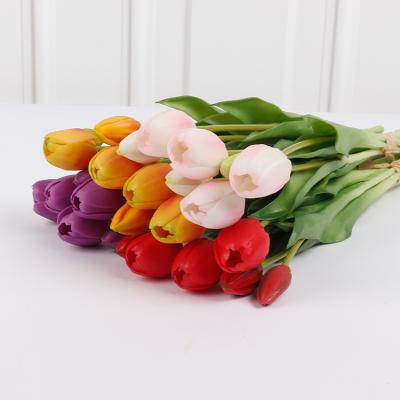 China Wholesale Artificial Flower 7pcsTulips Real Touch PU New Arrival Indor Decoration Sale Tulips Bouquet Hot Custom Decorative Flower Bouquet for sale