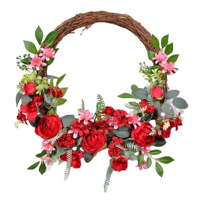 China Decoration Artificial Rose Flowers Wreath Cheap Wedding Home Decoration Artificial Flower Wholesale for sale