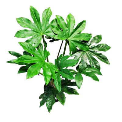 China Indor Decoration 9 Heads Realistic Artificial Green Leaves For Decoration Foliage Home Large Artificial Palm Leaf Decor for sale