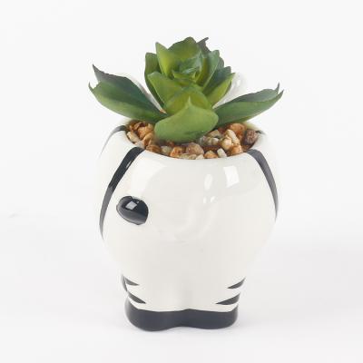 China Fake Potted Succulent Indor Decoration Artificial Plastic Greenery Plant With Cute Ceramic Pot For Indoor Deration for sale