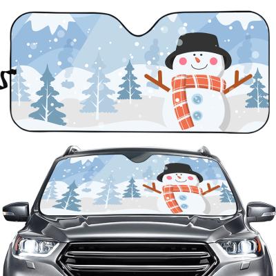 China New Car Interior Decoration Snowman Pattern Magnetic Foldable Car Sun Block Adjustable Flexible UV Protection Sun Shading Curtains for sale