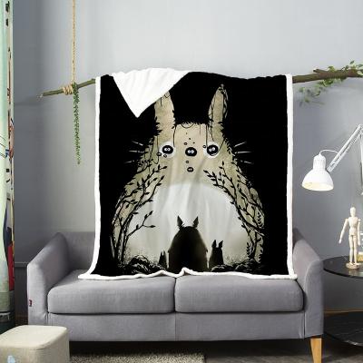 China Anti-Pull 3D Digital Printing High Quality Polyester Blended Cotton Custom Blanket Live Away My Neighbor Totoro Design for sale