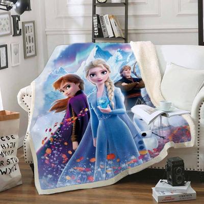 China Good Quality and Low Price Anti-Pull 3D Digital Printing Cute Design Crystal Velvet Custom Made Thick Lamb Velvet Blanket for sale