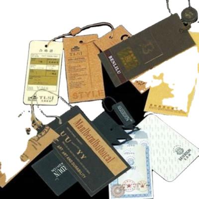 China Waterproof Custom Design Printing Name Logo Paper Garment Hang Tag Clothing Hang Tags With String for sale