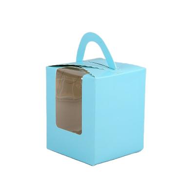 China Recycled Materials Square Pastry Box Packaging Paper Cookie Mini Cupcake Packaging Box Brown Kraft Macarons for sale