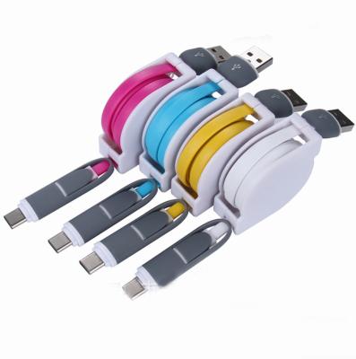 China Flexible Retractable Mobile Phone 2in1 USB Type C And Micro Data Charging Cable For Type C / Micro Cable for sale