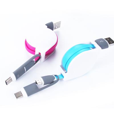 China Flexible Type C Mobile Phone 2in1 USB Cable And Micro Data Charging Cable for sale