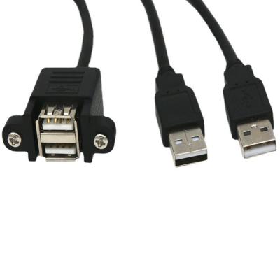 China Mobile Phone 1m 3feet 3ft 2 USB 2.0 Extension Male to Female 2 USB Port Adapter Charger for sale