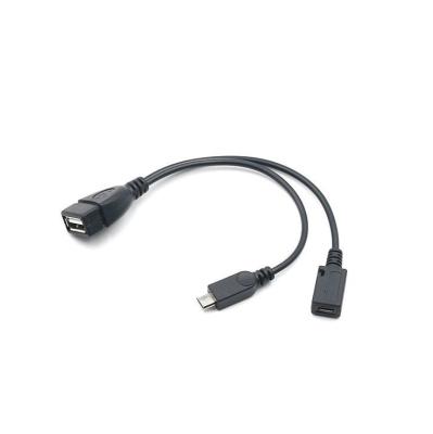 China Mobile Phone 20cm Micro v8 USB OTG Adapter Converter OTG Cable With Extra Power Cord Supply for sale