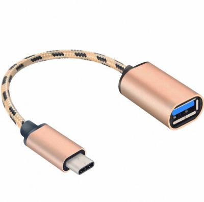 China High Quality USB2.0 Mobile Phone Braided Main Type Type-C OTG C OTG Adapter Cable Metal Nylon Shell Cable for sale