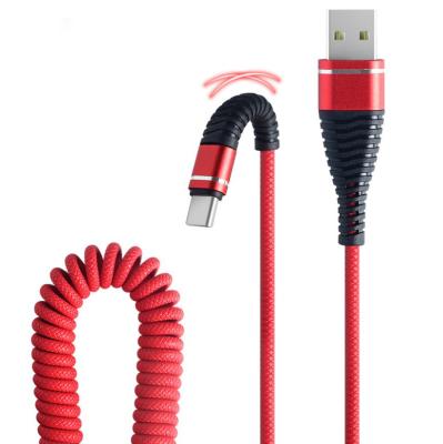 China New Type Type-C Design 1.2m Fishtail Shape Spring Cable Mobile Phone USB Data Cord Spring Cable USB-c Data Charing Curly Usb Charger for sale