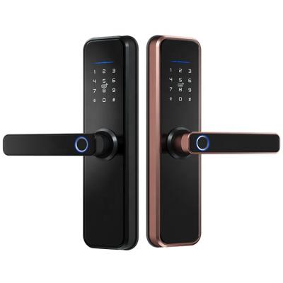 China Aluminum Alloy Front Hotel Mobile Control Keyless Waterproof ttlock Tuya Wifi Fingerprint Digital Smart Electronic Door Lock for sale