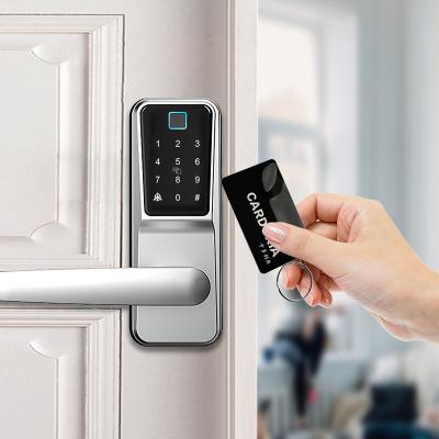 China 304 Stainless Steel Durable Semiconductor Fingerprint Sensor SS 304 Digital Home Smart Lock With Tuya App WIFI Key Board Mechanical Doorbell for sale