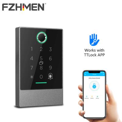 China APP Smart Wifi TTlock Remote Waterproof Waterproof App Easy Control Apartment Desk Card Digital Door Lock Card Reader Fingerprint Armored Glass Door Lock for sale