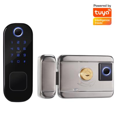 China Alloy+Stainless Aluminum Iron Security Fingerprint Smart Door Lock Locks System Biometric Auto Smart Lock Door With Smart Phone APP for sale