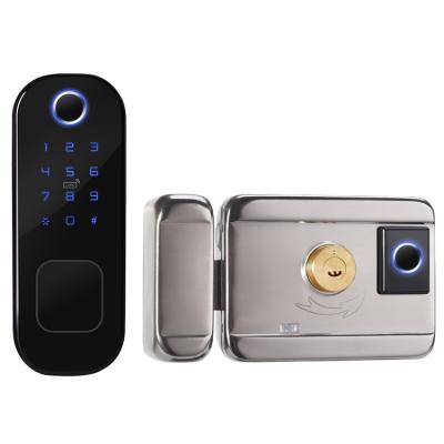 China APP TTT de Tuya Wifi de Digital de cerradura d'App de Tuya (default) Fingerprint Electric Door Lock Smart Wireless Smart Door Password Ferreteria for sale