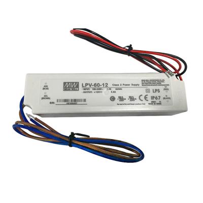 China Meanwell LPV-60-12 IP67 LED Driver 60W 5A 12V Waterproof Outdoor Power Supply LPV-60-12 for sale