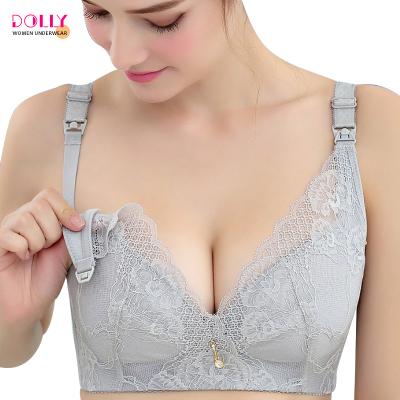 China Breathable Wireless Nursing Bra Front Open Maternity Nursing Bra Lace Up Pregnant Bra for sale