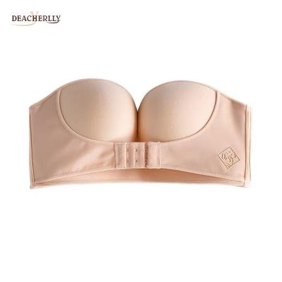 China High Quality One Piece Strapless Bras Plus Size Push Up Women Bra Wedding Party Anti-Slip Half Cup Padded Seamless Bra for sale