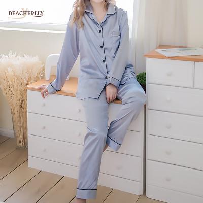 China High Quality QUICK DRY Satin Pajamas For Women Plus Size Winter Sleepwear Pj Set for sale