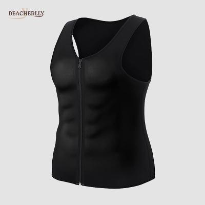 China Breathable Mens Tank Top Compression High Body Shaper Slimming Vest Gym Trainer Shirt With Zipper for sale