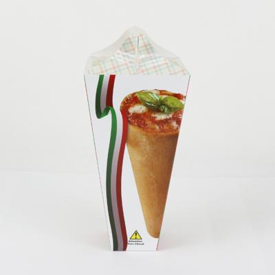 China Custom Printed Recyclable Food Grade Paper Pizza Box With Handle Pizza Cone Box Packaging for sale