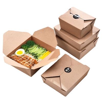 China Biodegradable Stocked Take Out Container Food Box Paper Box Food Leak And Grease Resistant Custom Lunch Box for sale