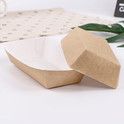 China Recycled Materials Customized Disposable Wrapping Paper Boat Lunch Box Machine Chicken Nuggets French Fries Hot Dog Paper Food Box Packaging for sale