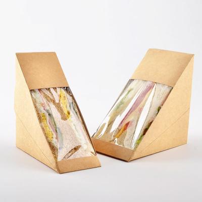 China Degradable Eco-friendly Sandwich Packaging With Window Triangle Box Disposable Food Boxes Edible Packaging for sale