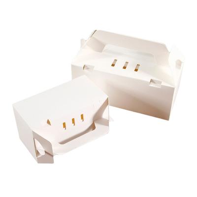 China Wholesale Degradable Craft Folding Bakery Storage Cartons and White Paper Card Gift Box Cake Bread Package Food Takeout Box with Handle for sale