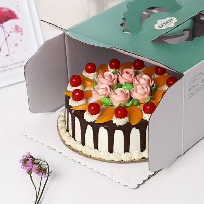 China Recycled Materials Logo Christmas Cupcake Boxes Bakery Custom Cake Corrugated Paper Box Packing PVC Tall Window Cake Boxes For Tiered Cakes for sale