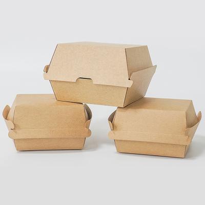 China Eco Recycled Food Packaging Takeout Box Customizable Baking Heatable Greaseproof Box Hamburger Sandwich Food Packing Box Paper Materials Takeout Box for sale