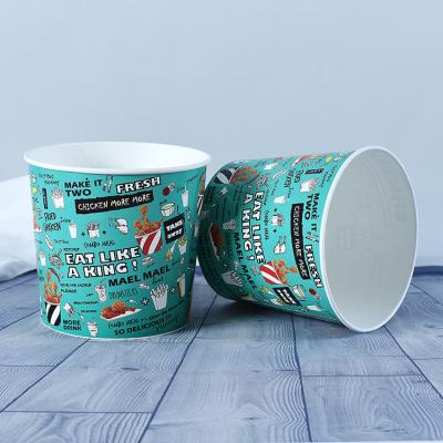 China Recycled Materials Custom Logo Printed Disposable Biodegradable 32oz Popcorn Popcorn Food Boxes Paper Cup Bowl Popcorn Bucket Packaging for sale