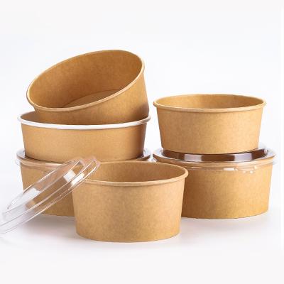 China Recycled Materials 540ml, 750ml, 1000ml Eco-friendly Kraft Paper Food Packaging Noodle Soup Hot Bowl With Lid Paper Food Packaging Quick Boxes Roll for sale