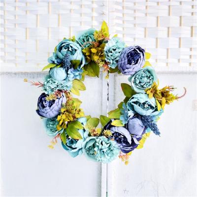 China Beautiful New Design Colorful Artificial Spring Christmas Door Wreath For Home Decoration for sale