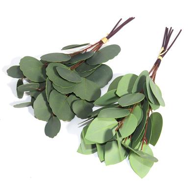 China FC7402 Plastic Artificial Real Touch Lifelike Eucalyptus Leaves Indoor Outdoor Plants Artificial Eucalyptus Leaf Branch for sale