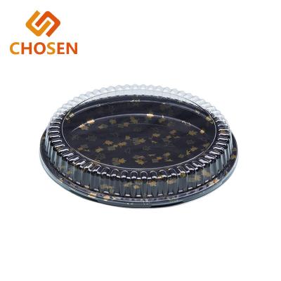 China Plastic Blister Disposable Sushi Round Tray , Disposable Round Tray With Lid for sale