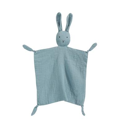 China Kids Gift 100%Cotton Toy Rabbit Muslin Bunny Security Organic Soft Sleep Quilt Blanket For Baby Gift Sets for sale