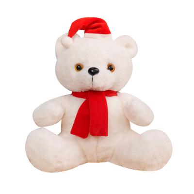 China Gifts Christmas Decoration Stuffed Toys Led Lightweight Teddy Bear Plush With Christmas Scraft And Hat For Christmas Gifts for sale