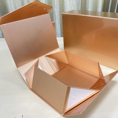 China Luxury Recycled Materials Rose Gold Bridesmaid Cardboard Paper Packaging Gift Box Custom Printed Materials Logo With Lid for sale