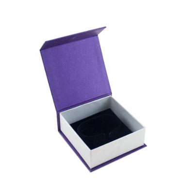 China Disposable Luxury Custom Purple Cardboard Flip Magnet Closure Jewelry Packaging Gift Box for sale