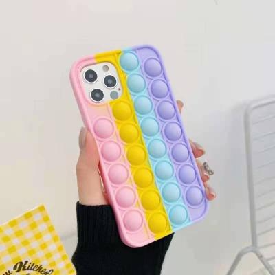 China Anti-fall rainbow finger pressure version for iphone 12 pro phone case max edging silicone protective shell for sale