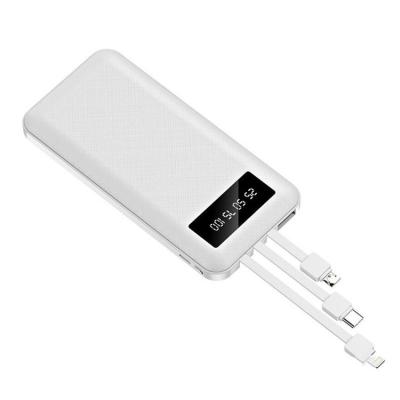 China Quick Charge Support Comes with 10000 mAh 20000 Mah Mobile Phone Charger Portable Power Bank 10000 3-Wire Bracket Power Bank for sale