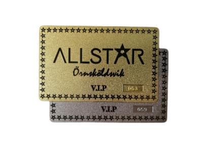 China Frosted Metal Membership Card Emboss Number Plated Gold Silver for sale