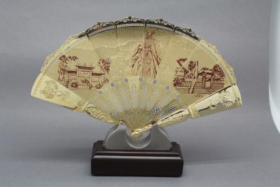 China Handverzierungs-Metallfaltender Fan, Handwerks-orientalisches faltendes Fan Silkscreen-Drucken zu verkaufen