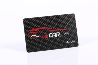 China Scratch Resistant Black PVC Business Cards , 85x54x0.5mm Carbon Fiber Member Cards for sale