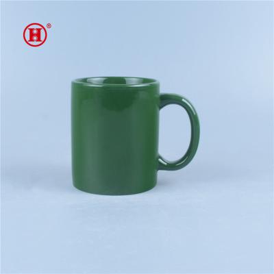 China [ZIBO HAODE CERAMIC] Viable Stoneware Design Green Milk Hot Sale Embossed Coffee Mug for sale