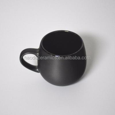 China [ZIBO HAODE CERAMIC] Chinamade OEM Matt Black Ceramic Belly Shape Milk Viable Coffee Mug for sale